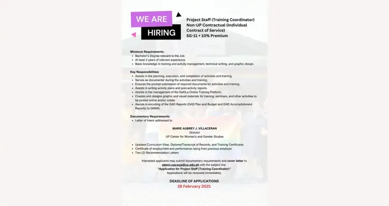 Hiring: Project Staff (Training Coordinator)