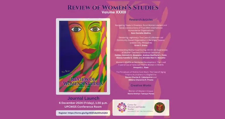 Review of Women’s Studies Volume XXXIII Launch