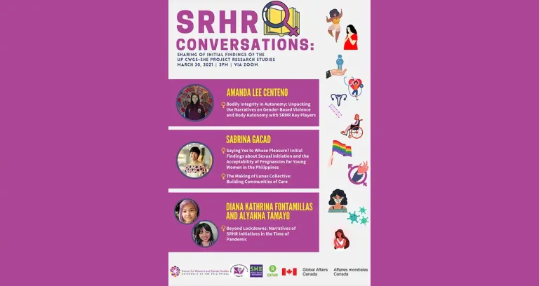 SRHR Conversations: Sharing of Initial Findings of the UPCWGS-SHE Project Research Studies