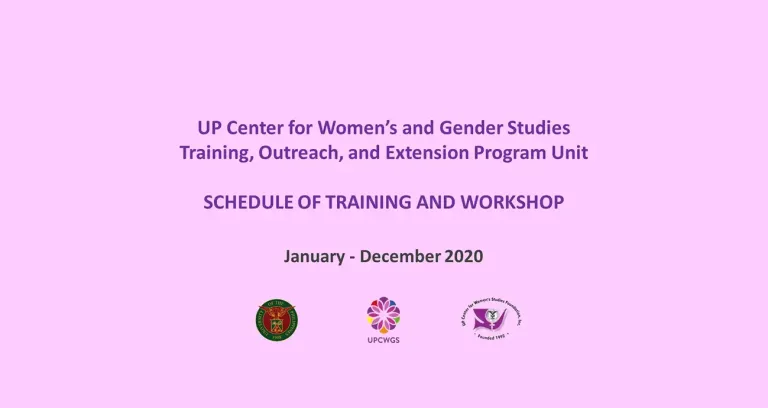 Schedule of UPCWGS Trainings and Workshops for 2020