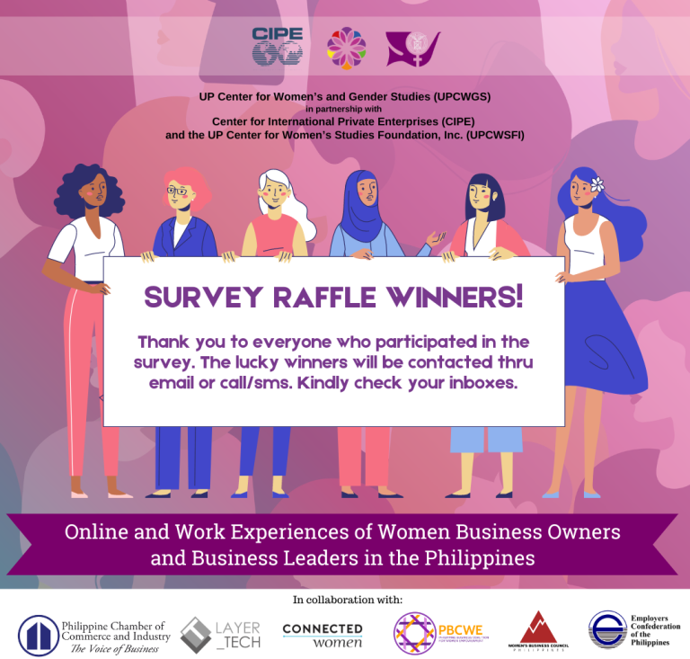 Survey Raffle Winners: Online and Work Experiences of Women Business Owners and Business Leaders in the Philippines