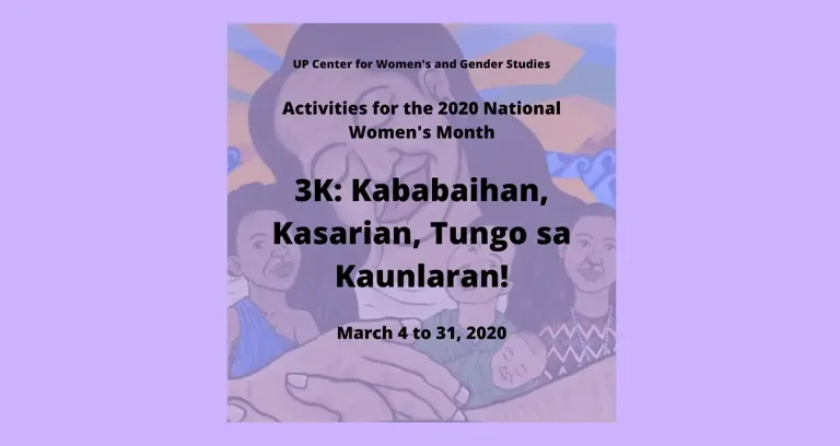 UPCWGS Women’s Month 2020 Celebration: Schedule of Activities