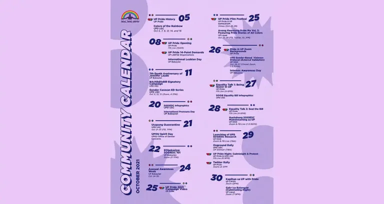 UP Pride 2021: Community Calendar