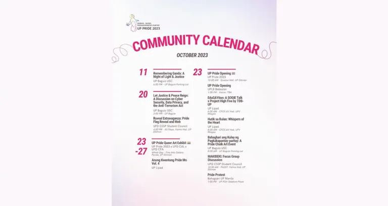 UP Pride 2023: Community Calendar